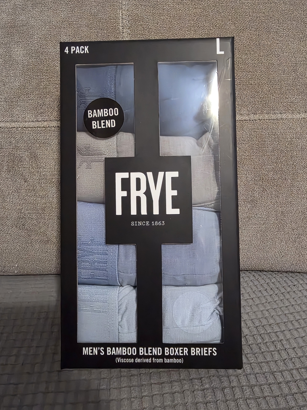 Frye Men’s Bamboo Blend Boxer Briefs - Light Blue, Navy, Gray, Cream (4 Pack)